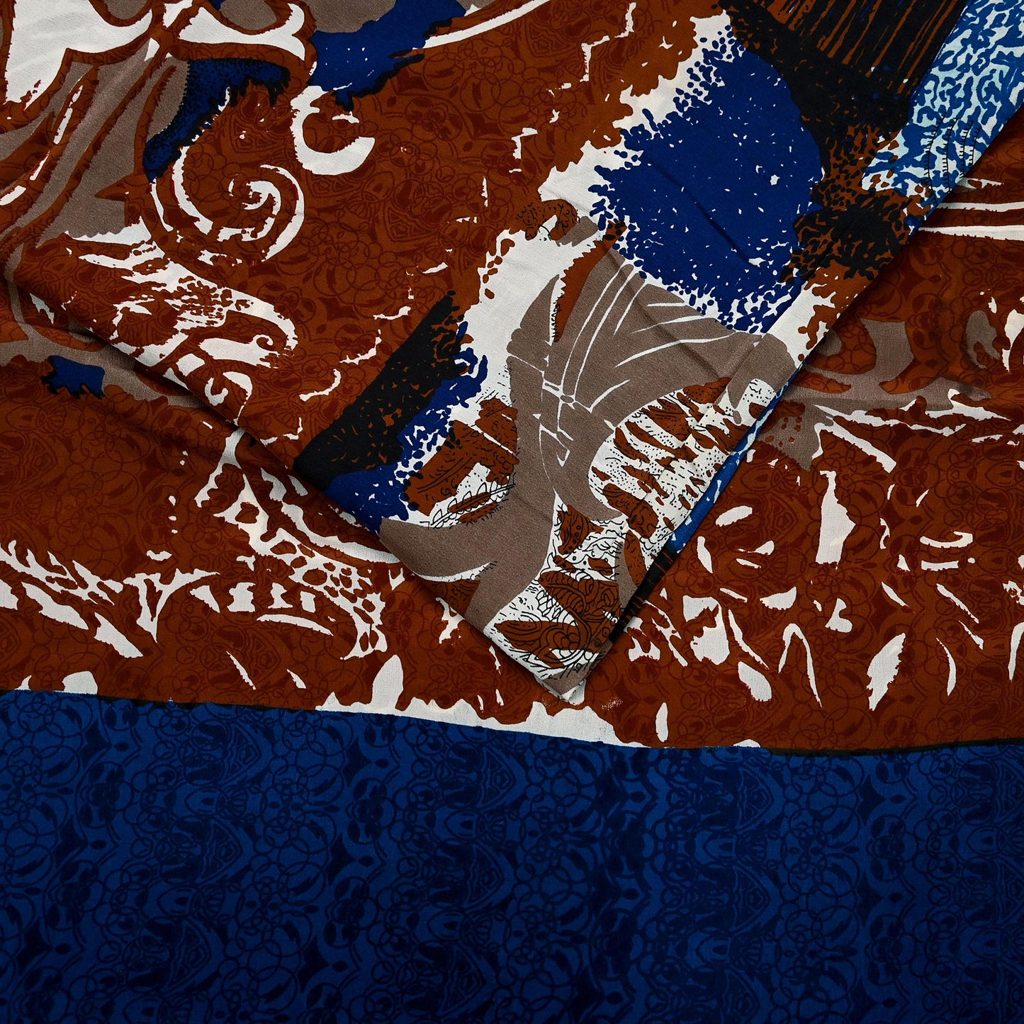 Indian Vintage Sari Multi Pure Crepe Silk Printed Saree 6yard Sewing Ethnic Wrap Craft Fabric Dressmaking Crafting Upcycle Quilting