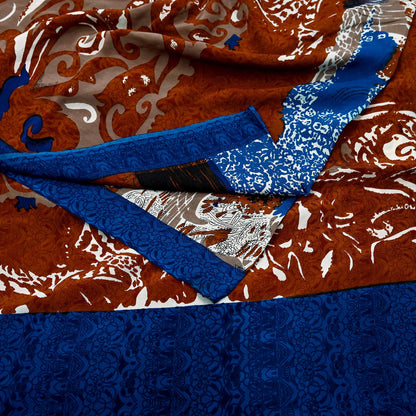 Indian Vintage Sari Multi Pure Crepe Silk Printed Saree 6yard Sewing Ethnic Wrap Craft Fabric Dressmaking Crafting Upcycle Quilting