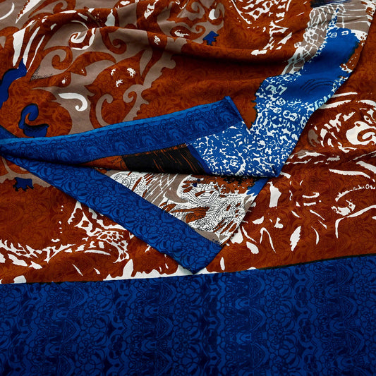 Indian Vintage Sari Multi Pure Crepe Silk Printed Saree 6yard Sewing Ethnic Wrap Craft Fabric Dressmaking Crafting Upcycle Quilting