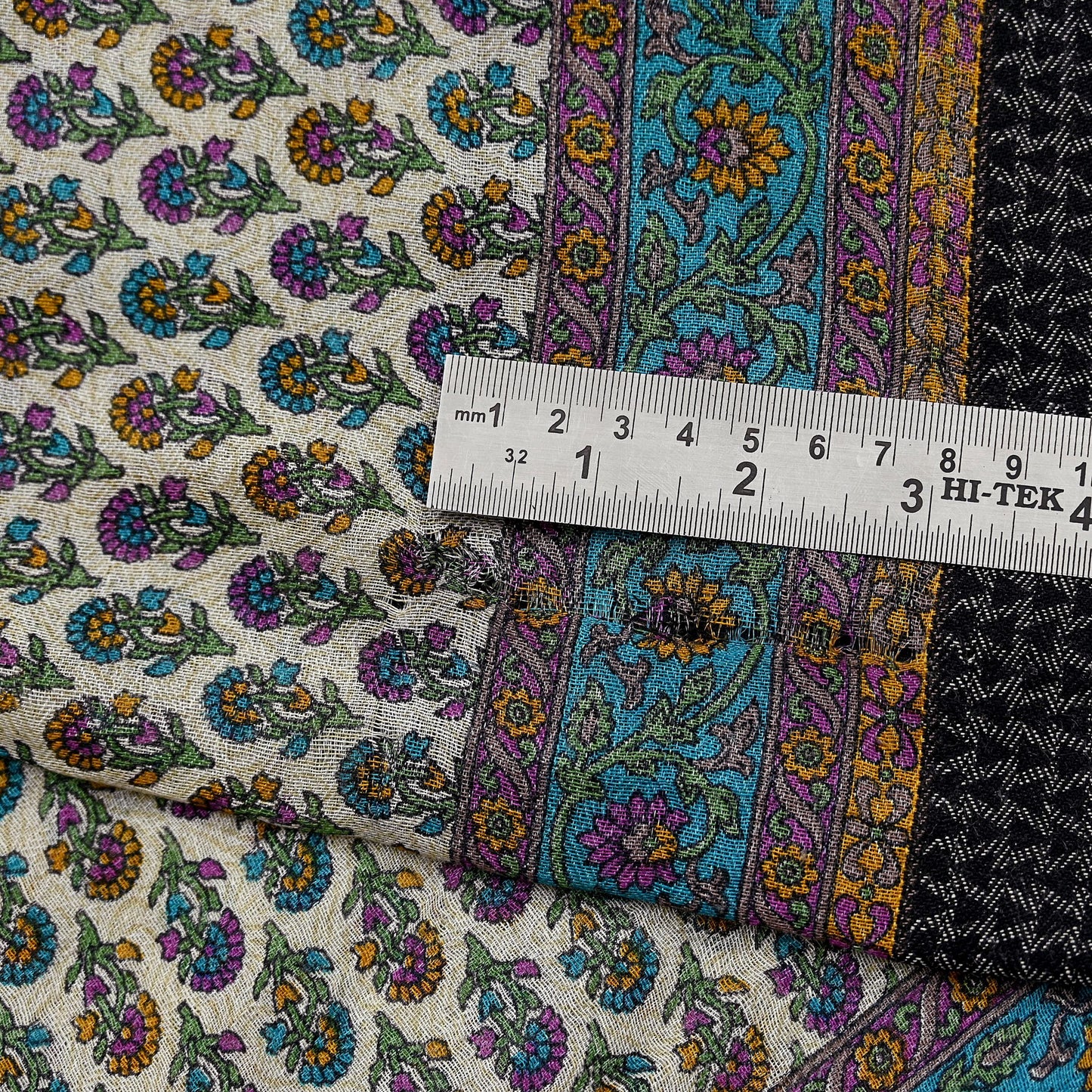 Indian Vintage Sari Blue & Beige Pure Woolen Woven Printed Sarees Soft Warm Craft Fabric 5Yd Floral Dress making Crafting For Winter Soft