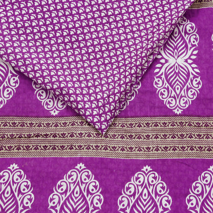 Indian Vintage Sari Purple Pure Cotton Printed Sarees Craft Fabric Soft 5Yd Sarong Wrap Boho Fabric Kimono Quilting Crafting Upcycle