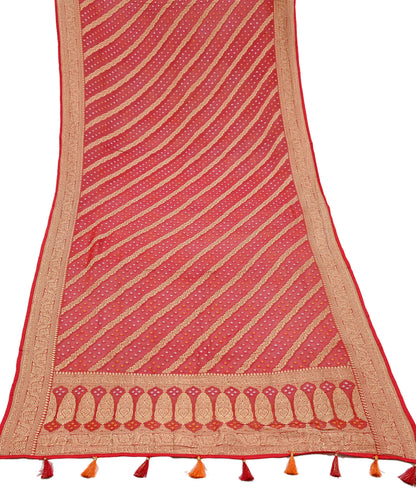 Women Indian Vintage Dupatta Red Long Stole Blend Georgette Woven Bandhani Veil Scarves soft Boho Wrap Bridal/ Wedding Hijab