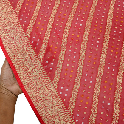 Women Indian Vintage Dupatta Red Long Stole Blend Georgette Woven Bandhani Veil Scarves soft Boho Wrap Bridal/ Wedding Hijab