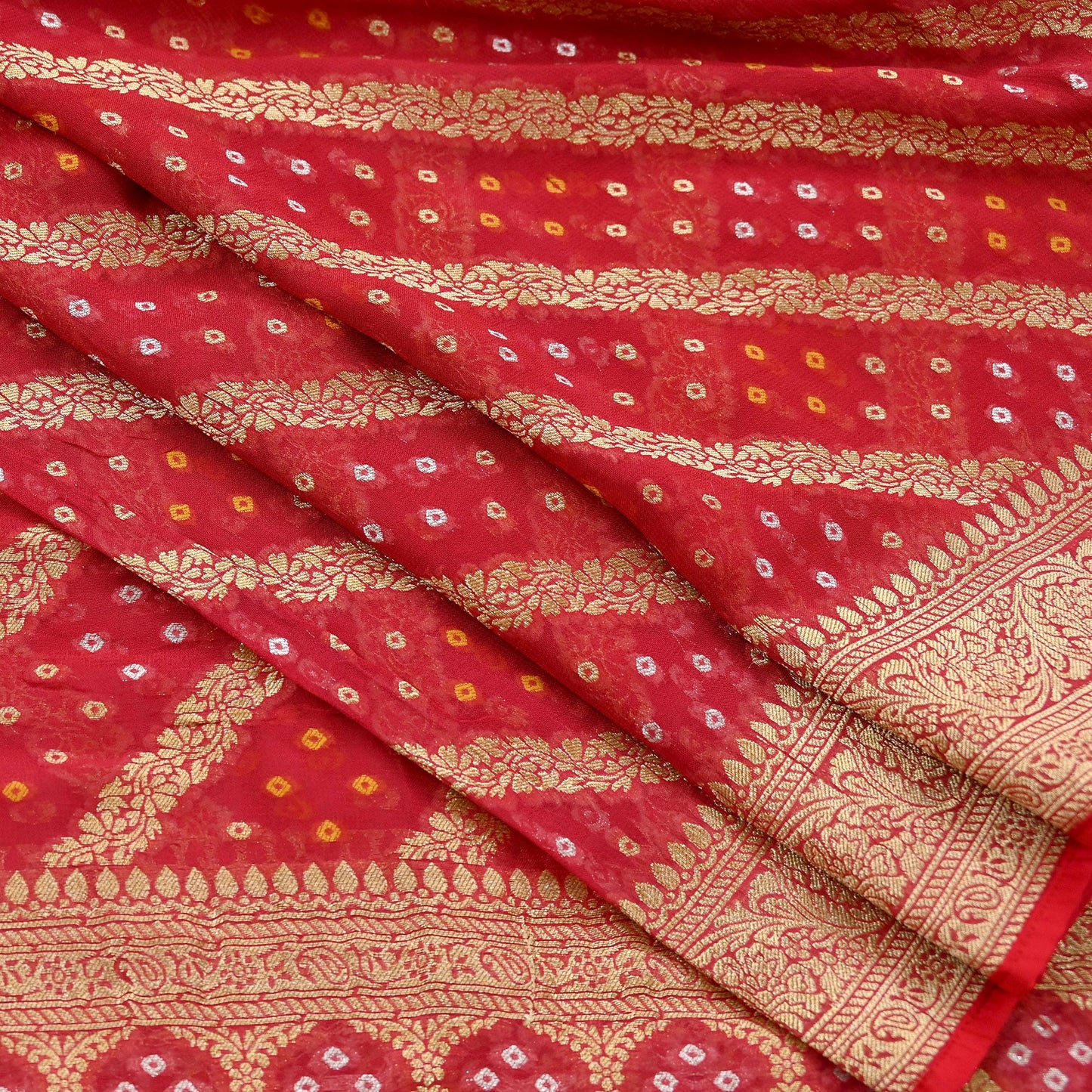 Women Indian Vintage Dupatta Red Long Stole Blend Georgette Woven Bandhani Veil Scarves soft Boho Wrap Bridal/ Wedding Hijab