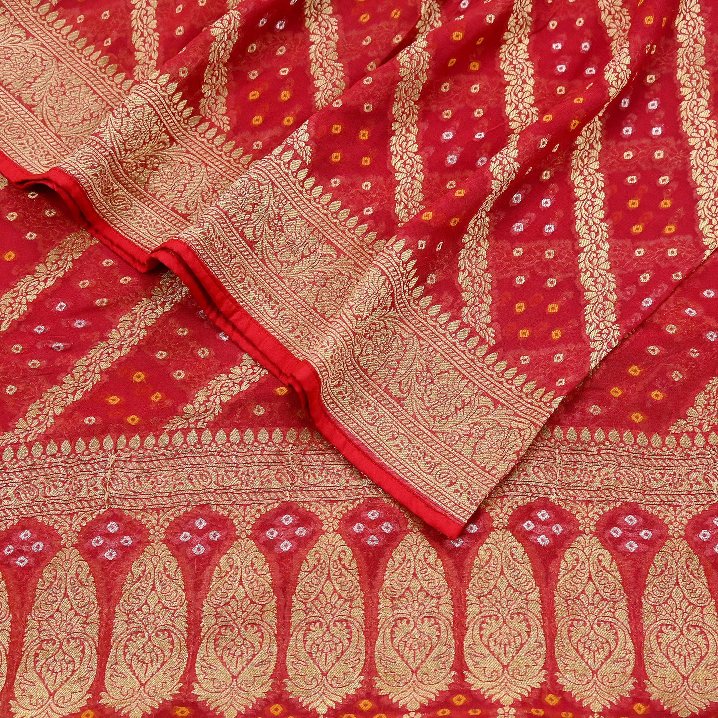 Women Indian Vintage Dupatta Red Long Stole Blend Georgette Woven Bandhani Veil Scarves soft Boho Wrap Bridal/ Wedding Hijab