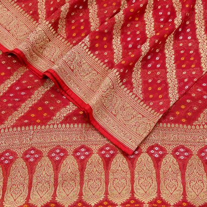 Women Indian Vintage Dupatta Red Long Stole Blend Georgette Woven Bandhani Veil Scarves soft Boho Wrap Bridal/ Wedding Hijab