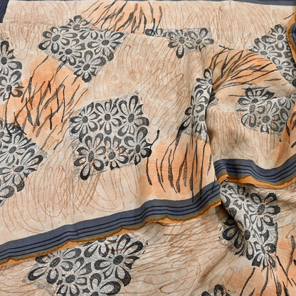 Indian Vintage Sari Multi Pure Crepe Silk Printed Saree 5yard Sewing Floral Soft Craft Fabric Wrap Crafting Quilting Upcycle