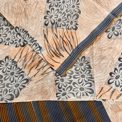 Indian Vintage Sari Multi Pure Crepe Silk Printed Saree 5yard Sewing Floral Soft Craft Fabric Wrap Crafting Quilting Upcycle