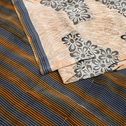 Indian Vintage Sari Multi Pure Crepe Silk Printed Saree 5yard Sewing Floral Soft Craft Fabric Wrap Crafting Quilting Upcycle