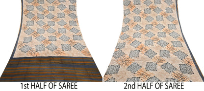 Indian Vintage Sari Multi Pure Crepe Silk Printed Saree 5yard Sewing Floral Soft Craft Fabric Wrap Crafting Quilting Upcycle