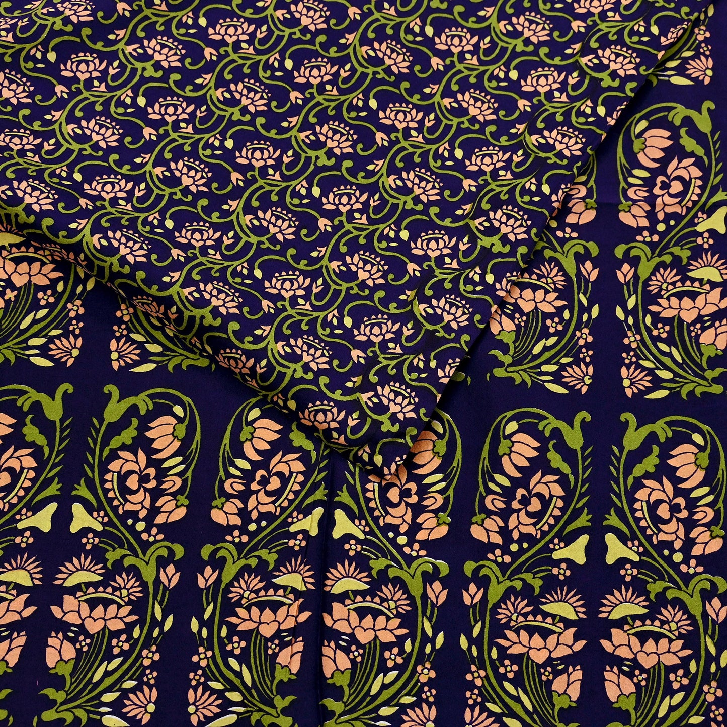 Indian Vintage Peach & Blue Sarees Pure Silk Printed Sari 6yd Sewing Craft Fabric DressMaking Floral Soft Crafting Quilting