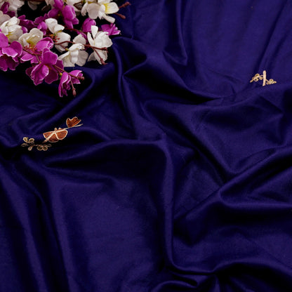 Indian Vintage Blue Woolen Shawl Handmade Ari work Long Throw Stole Warm Stole Floral Design Upcycle Crafting Used