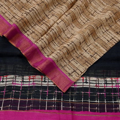 Indian Vintage Purple & beige Dupatta Long Stole 100% Pure Khadi Silk Hand Woven/ Printed Scarves Veil Scarf Wrap Hippie Fringes Zari Border