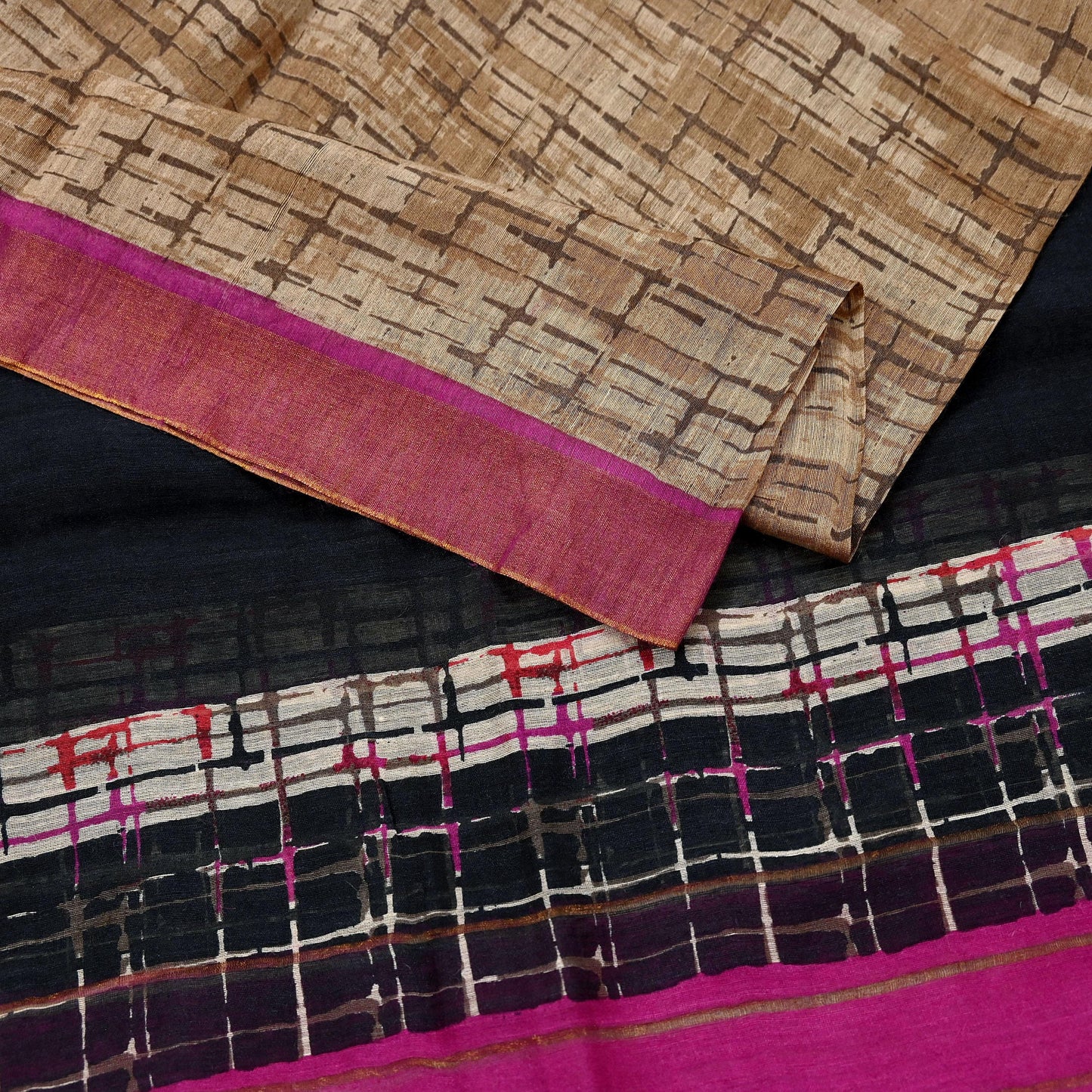 Indian Vintage Purple & beige Dupatta Long Stole 100% Pure Khadi Silk Hand Woven/ Printed Scarves Veil Scarf Wrap Hippie Fringes Zari Border