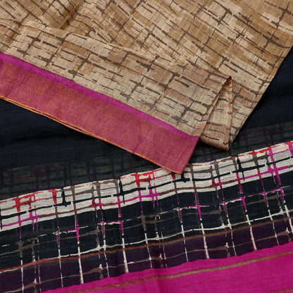 Indian Vintage Purple & beige Dupatta Long Stole 100% Pure Khadi Silk Hand Woven/ Printed Scarves Veil Scarf Wrap Hippie Fringes Zari Border