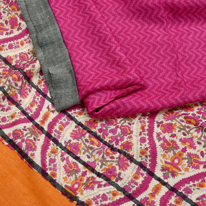 Vintage Pink & Ivory Long Stole Pure Woolen Scarf Printed Dupatta Infinity Scarves Sarong Wrap Veil Woman Hijab Shawl Craft Fabric Fringes