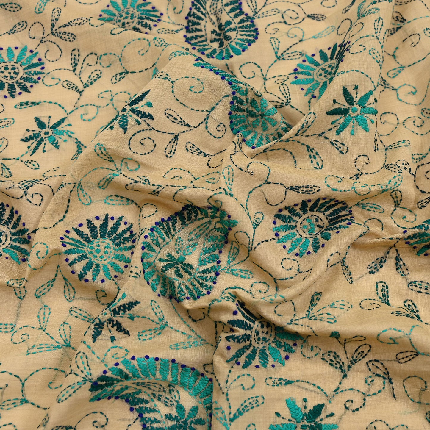 Indian Vintage Dupatta Beige Long Stole Chanderi Hand Embroidered Bagh Phulkari Stole Scarves Party wear Veil Hijab Wrap Scarf