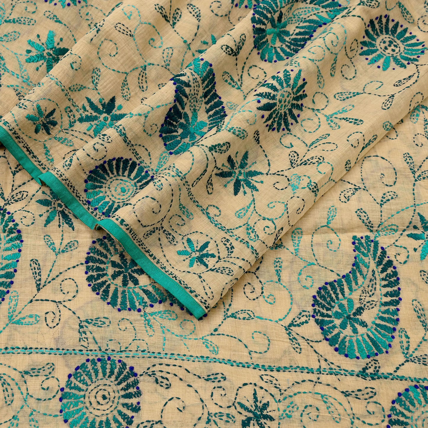 Indian Vintage Dupatta Beige Long Stole Chanderi Hand Embroidered Bagh Phulkari Stole Scarves Party wear Veil Hijab Wrap Scarf