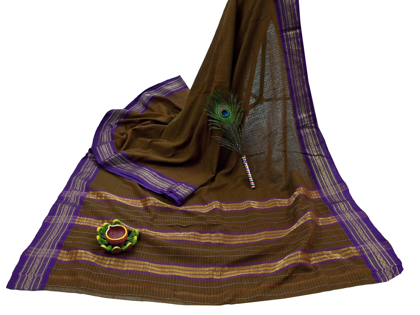 Indian Vintage Sari Green Pure Cotton Hand Woven Sarees 6yd Craft Fabric Ethnic Soft Sewing Zari Dress making Quitting Crafting Upcycle