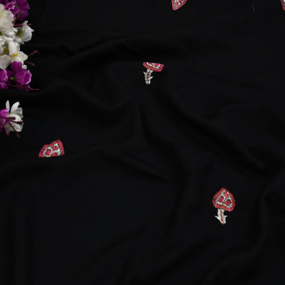 Indian Vintage Black Shawl Pure Woolen Handmade Suzani Long Throw Stole Warm Stole Paisley Design Soft Soft Cozy