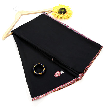 Indian Vintage Black Shawl Pure Woolen Handmade Suzani Long Throw Stole Warm Stole Paisley Design Soft Soft Cozy