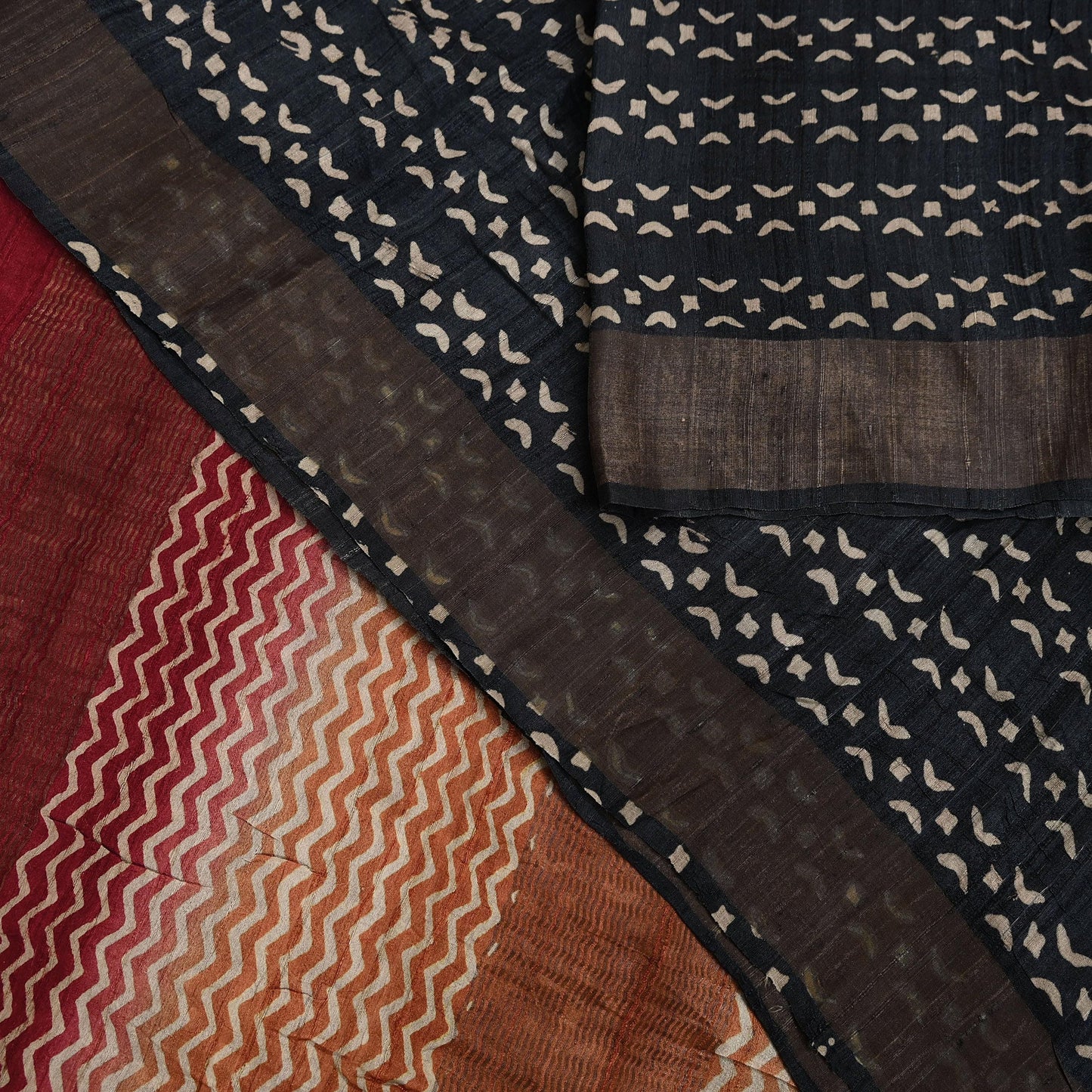 Indian Vintage Heavy Sari Maroon & Black Pure Khadi Silk Handloom Saree Craft Fabric 5yd Ethnic Wear Dress making For Crafting Quilting