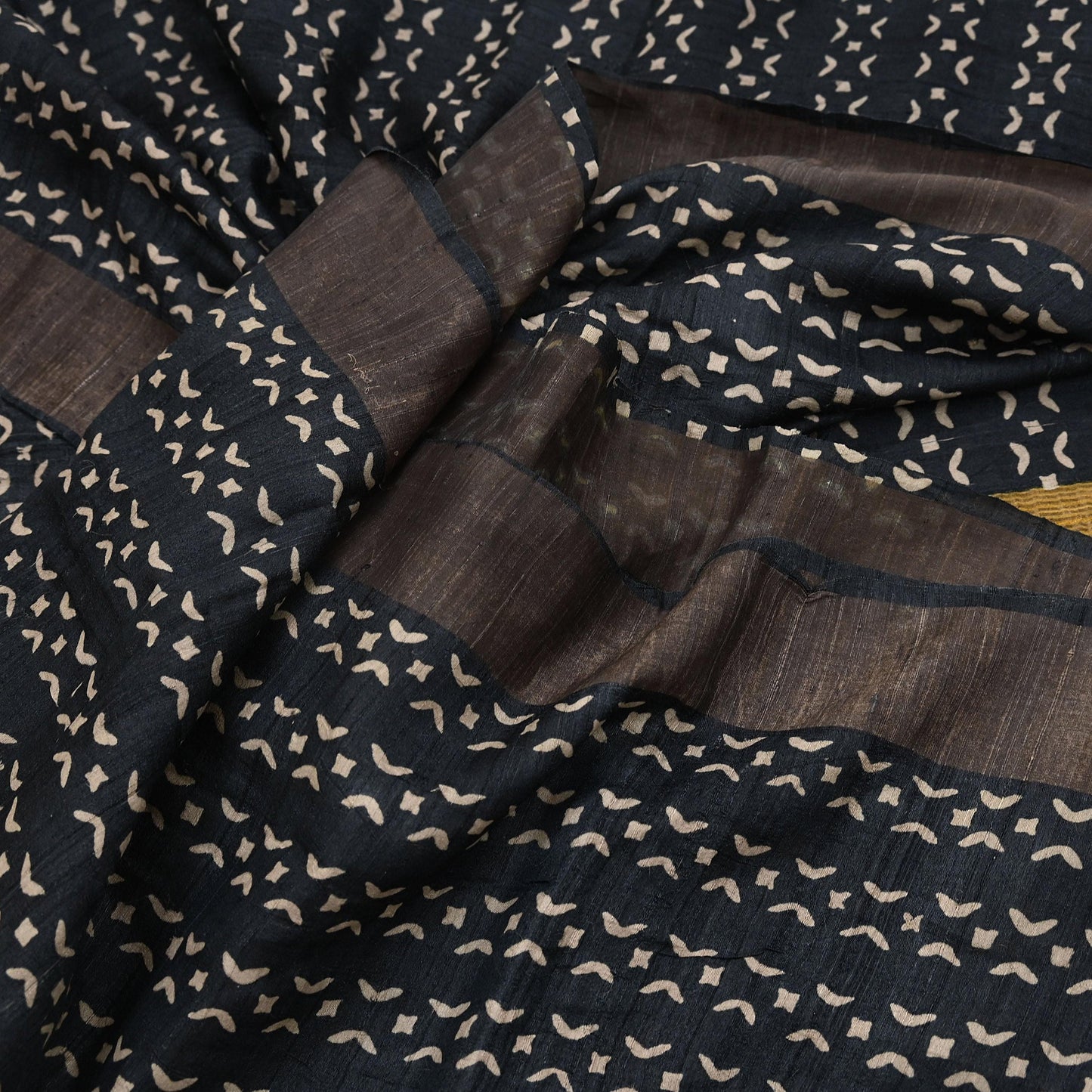 Indian Vintage Heavy Sari Maroon & Black Pure Khadi Silk Handloom Saree Craft Fabric 5yd Ethnic Wear Dress making For Crafting Quilting