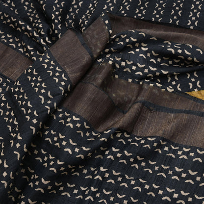 Indian Vintage Heavy Sari Maroon & Black Pure Khadi Silk Handloom Saree Craft Fabric 5yd Ethnic Wear Dress making For Crafting Quilting