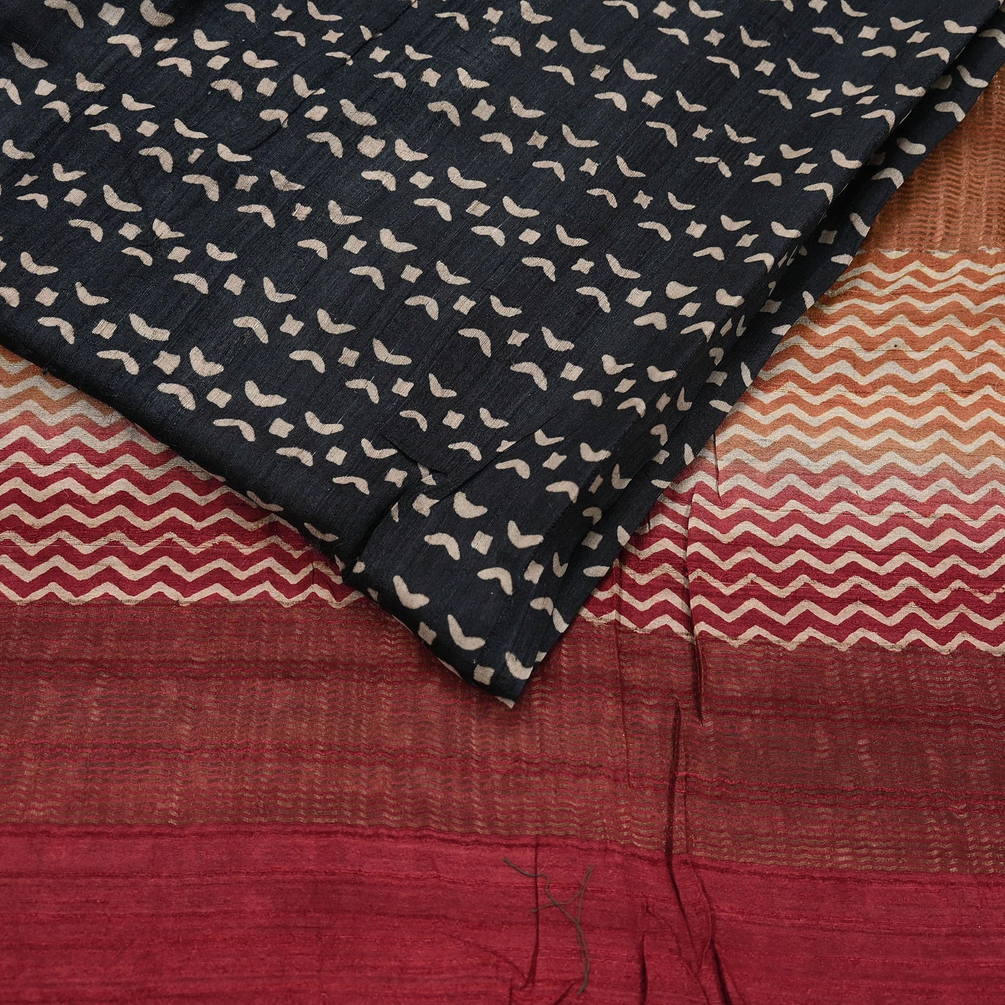 Indian Vintage Heavy Sari Maroon & Black Pure Khadi Silk Handloom Saree Craft Fabric 5yd Ethnic Wear Dress making For Crafting Quilting