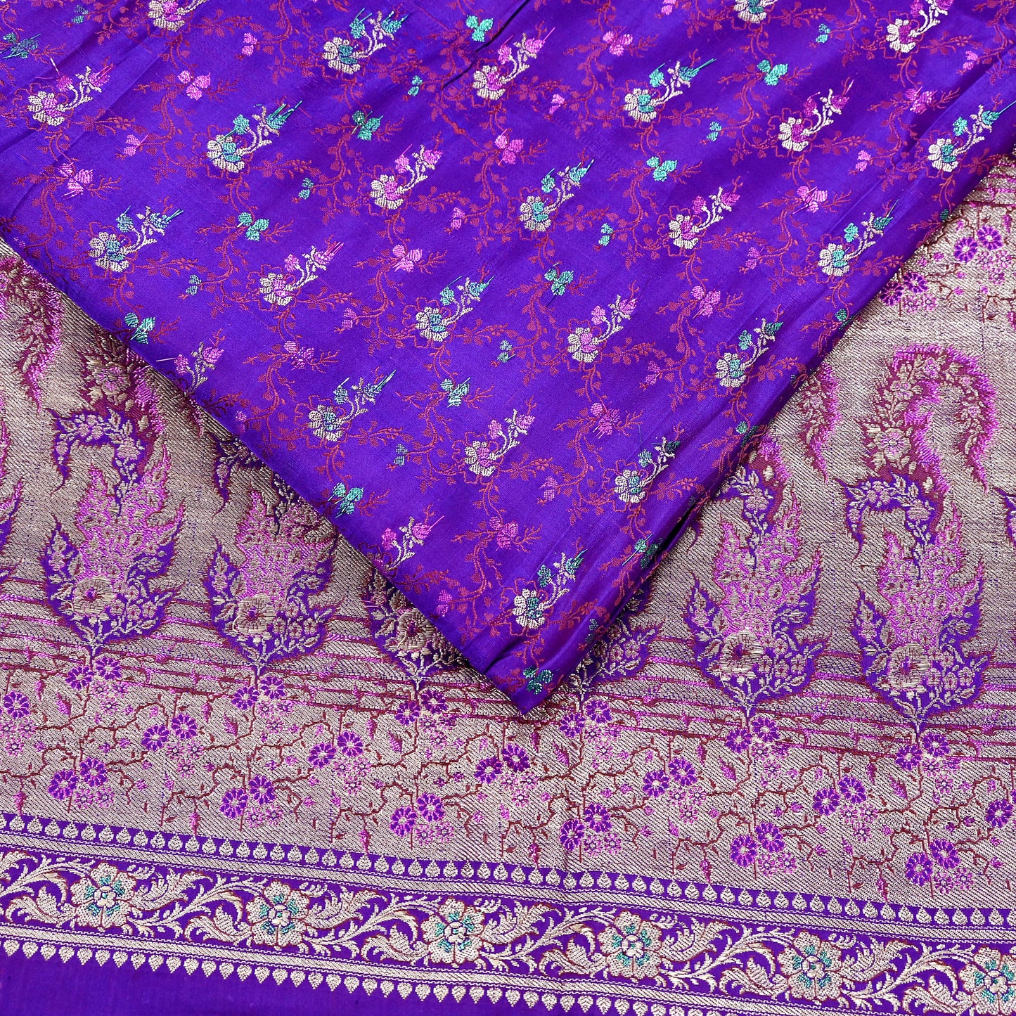 Indian Vintage Sari Purple Heavy Wedding Pure Satin Silk Banarasi Brocade Saree Zari 5Yd Craft Fabric Ethnic Dress making Crafting