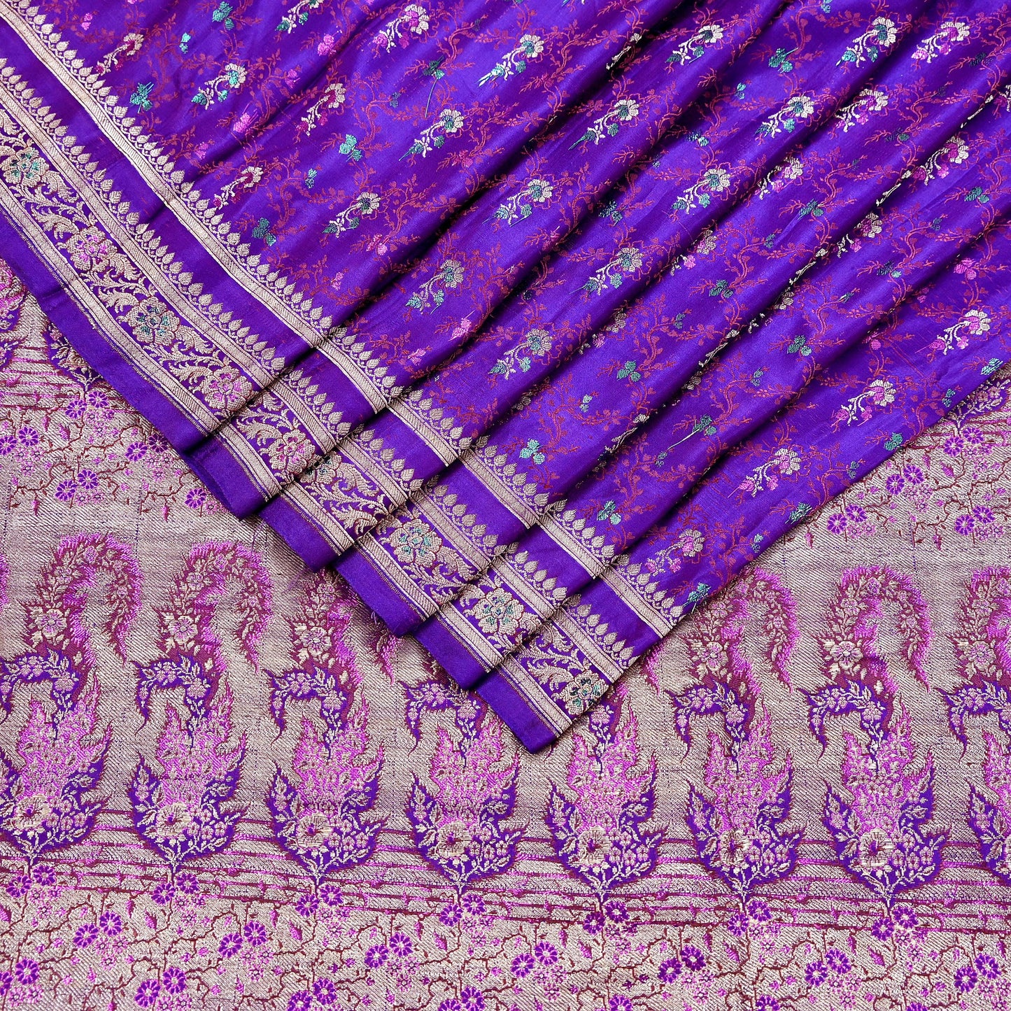 Indian Vintage Sari Purple Heavy Wedding Pure Satin Silk Banarasi Brocade Saree Zari 5Yd Craft Fabric Ethnic Dress making Crafting
