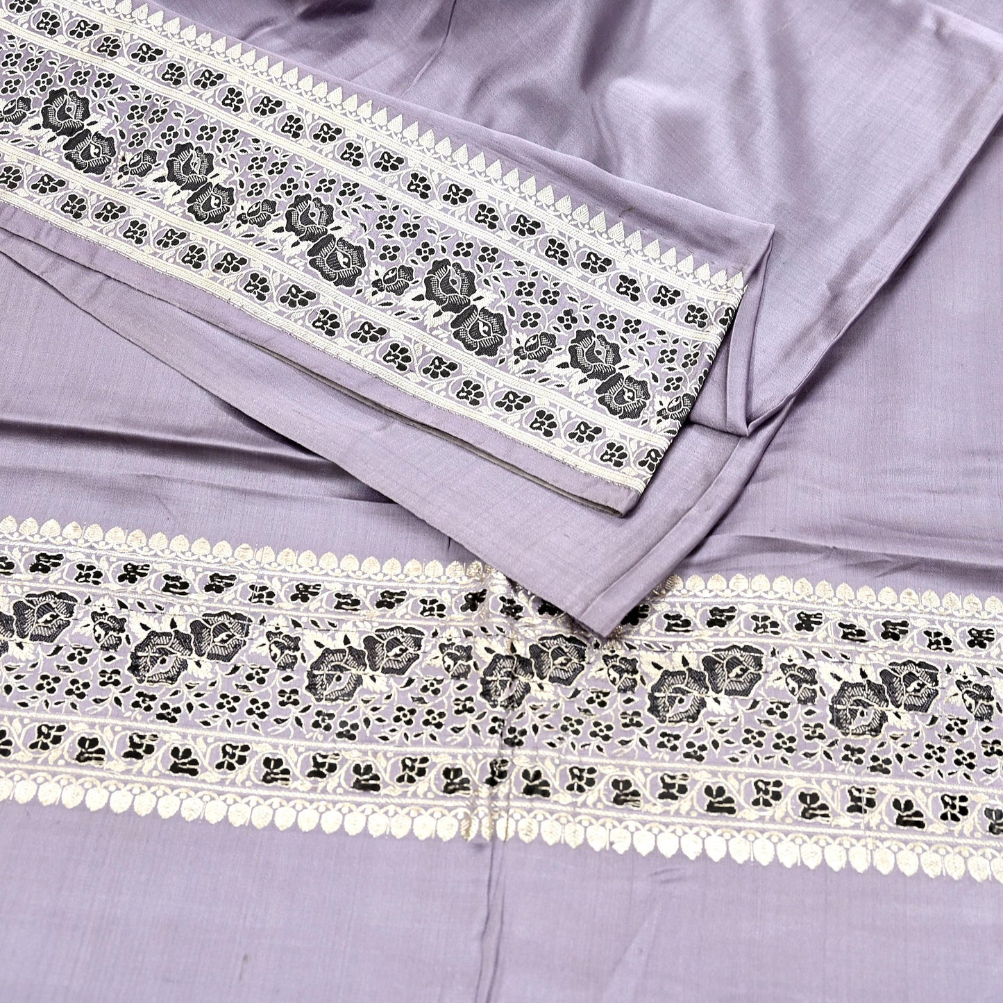 Indian Vintage Sari Gray Heavy Pure Satin Silk  Woven Banarasi Sarees Zari 5Yd Craft Fabric Dress making Crafting Ethnic Quilting Upcycle