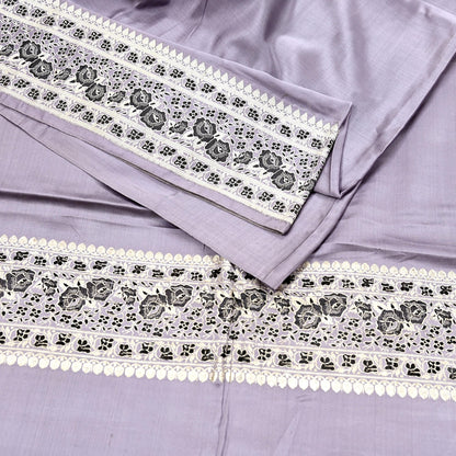 Indian Vintage Sari Gray Heavy Pure Satin Silk  Woven Banarasi Sarees Zari 5Yd Craft Fabric Dress making Crafting Ethnic Quilting Upcycle