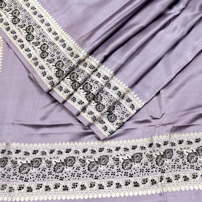 Indian Vintage Sari Gray Heavy Pure Satin Silk  Woven Banarasi Sarees Zari 5Yd Craft Fabric Dress making Crafting Ethnic Quilting Upcycle