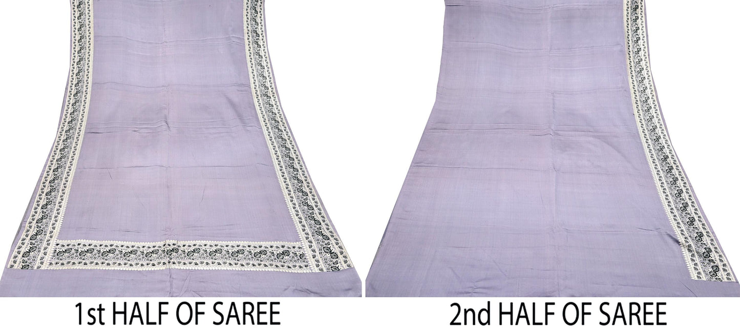 Indian Vintage Sari Gray Heavy Pure Satin Silk  Woven Banarasi Sarees Zari 5Yd Craft Fabric Dress making Crafting Ethnic Quilting Upcycle