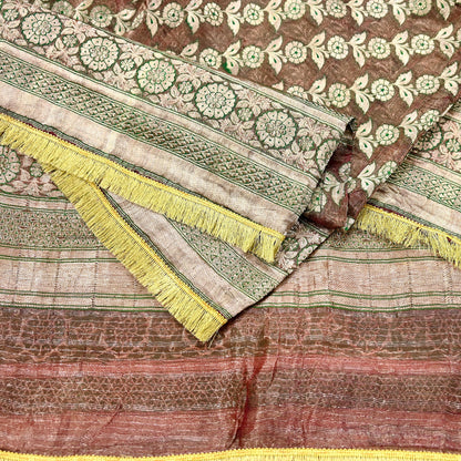 Indian Vintage Heavy Wedding Maroon Dupatta Pure Organza Silk Stole Hand woven Banarasi Scarves Zari Bridal Veil Wrap Hijab