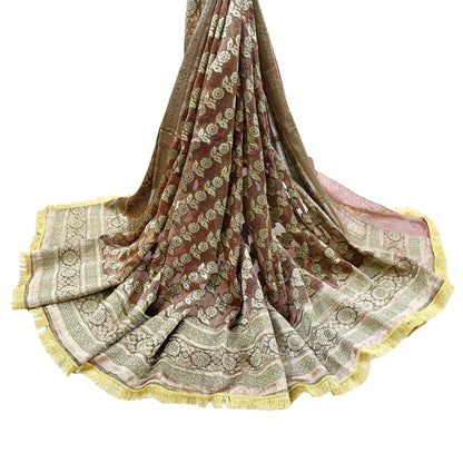 Indian Vintage Heavy Wedding Maroon Dupatta Pure Organza Silk Stole Hand woven Banarasi Scarves Zari Bridal Veil Wrap Hijab