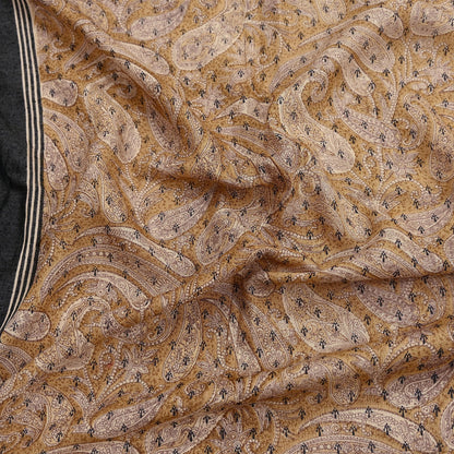 Indian Vintage Black & beige Dupatta Long Stole 100% Pure Khadi Silk Hand Woven/ Printed Scarves Veil Scarf Wrap Hippie