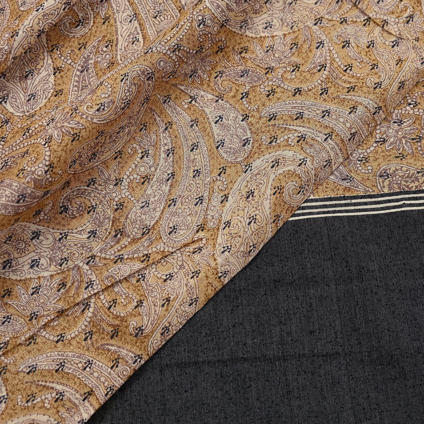 Indian Vintage Black & beige Dupatta Long Stole 100% Pure Khadi Silk Hand Woven/ Printed Scarves Veil Scarf Wrap Hippie