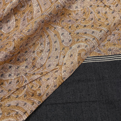 Indian Vintage Black & beige Dupatta Long Stole 100% Pure Khadi Silk Hand Woven/ Printed Scarves Veil Scarf Wrap Hippie