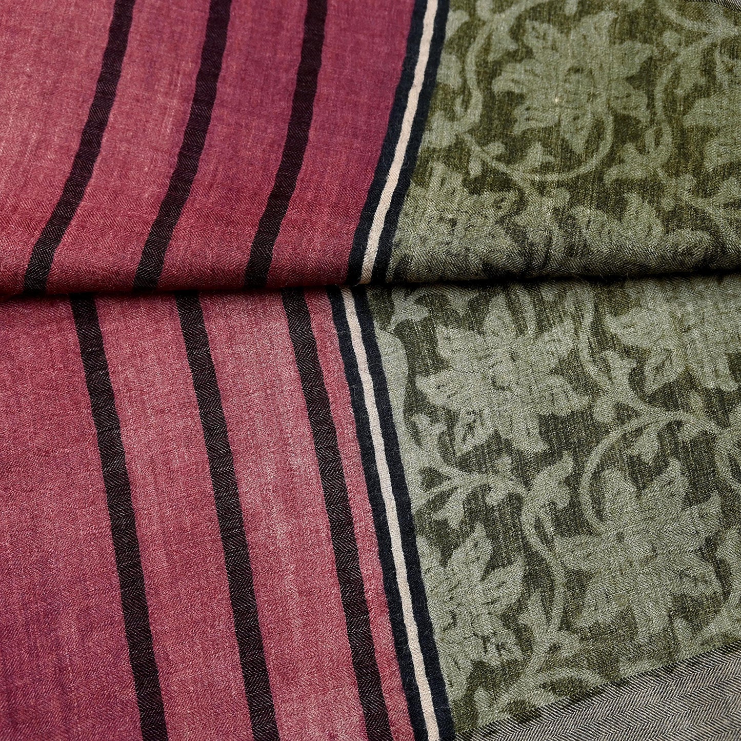 Indian Women Vintage Green & Maroon Long Stole Pure Woolen Scarf Dupatta Scarves Printed Sarong Wrap Veil Hijab Shawl Soft