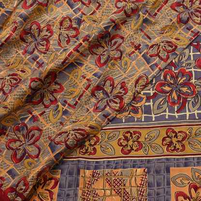 Indian Vintage Saree Multi 100% Pure Silk Printed Saree Sari Fabric 5yard Sewing Craft DressMaking  Soft Abstract