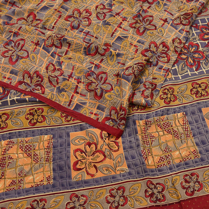 Indian Vintage Saree Multi 100% Pure Silk Printed Saree Sari Fabric 5yard Sewing Craft DressMaking  Soft Abstract