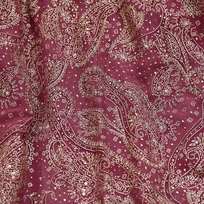 Indian Pre-owned Onion pink Pure Georgette Silk Hand Embroidered Ritu Kumar Designer Lehenga/Skirt Ethnic Bollywood Party Wear