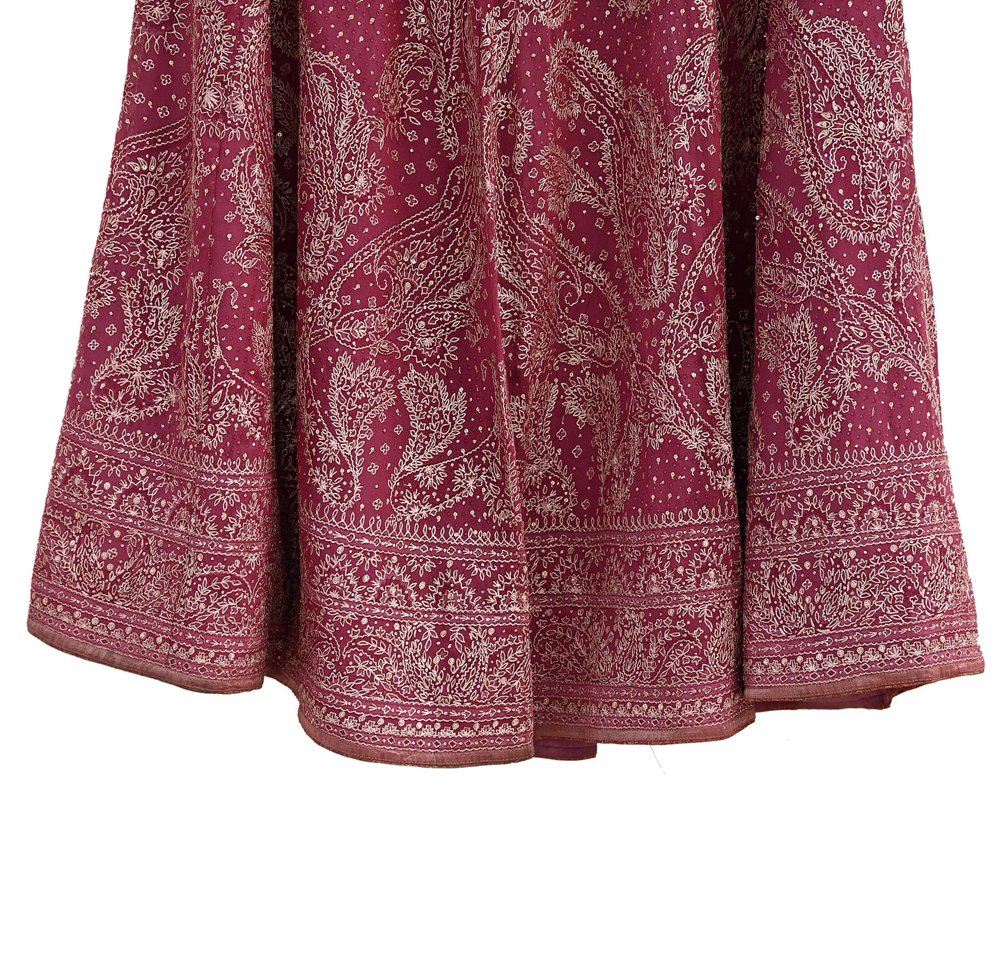 Indian Pre-owned Onion pink Pure Georgette Silk Hand Embroidered Ritu Kumar Designer Lehenga/Skirt Ethnic Bollywood Party Wear