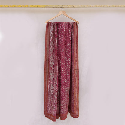 Indian Vintage Heavy Onion Pink Dupatta Pure Georgette Silk Long Stole Hand Embroidered Designer By Ritu Kumar Scarves Scarf Zari Zardozi