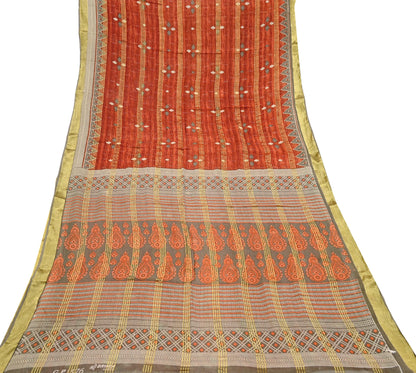 Indian Vintage Sari Printed Pure Cotton Saree Craft Fabric 5Yd Sewing Sarong Wrap Boho Floral Crafting Upcycle Quilting