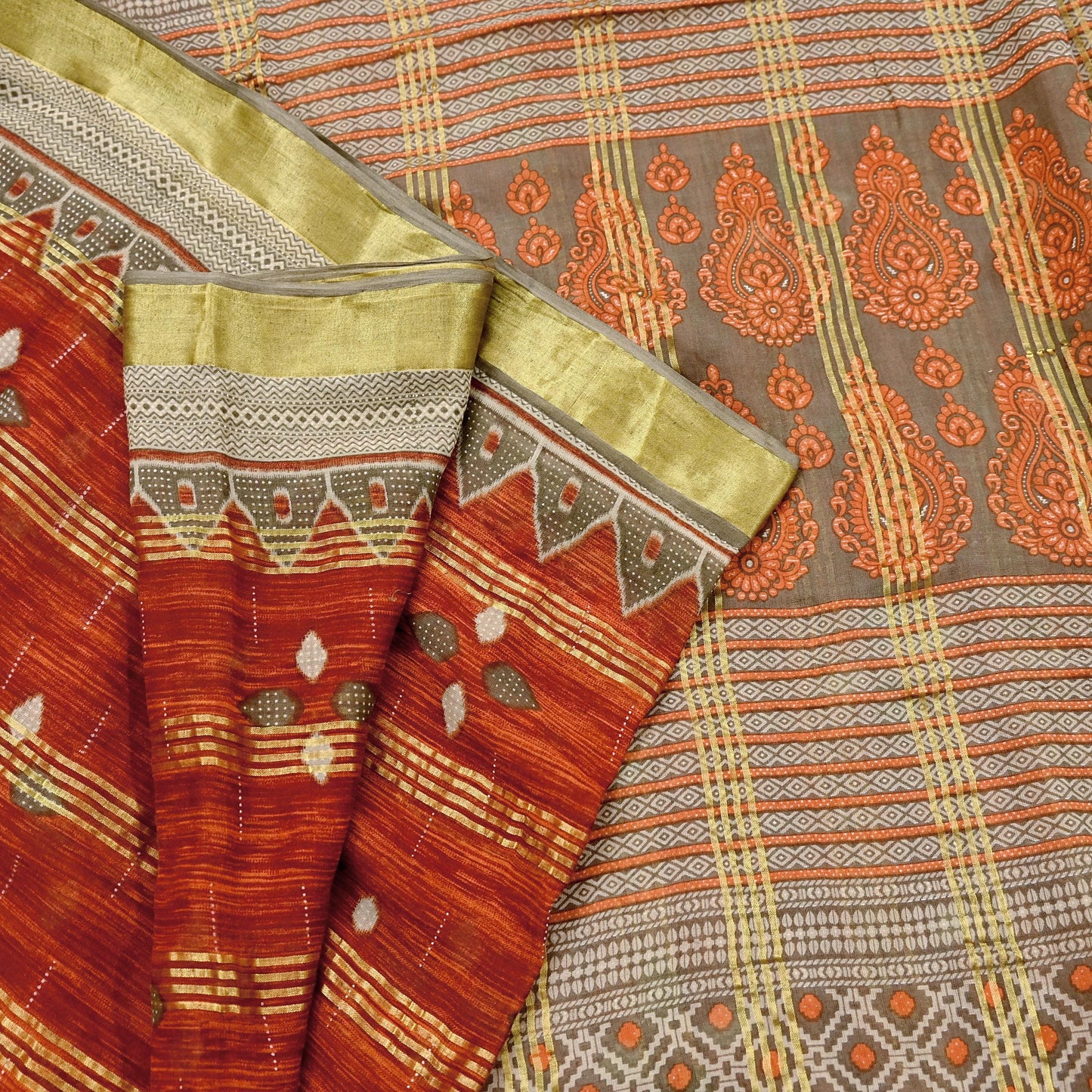 Indian Vintage Sari Printed Pure Cotton Saree Craft Fabric 5Yd Sewing Sarong Wrap Boho Floral Crafting Upcycle Quilting