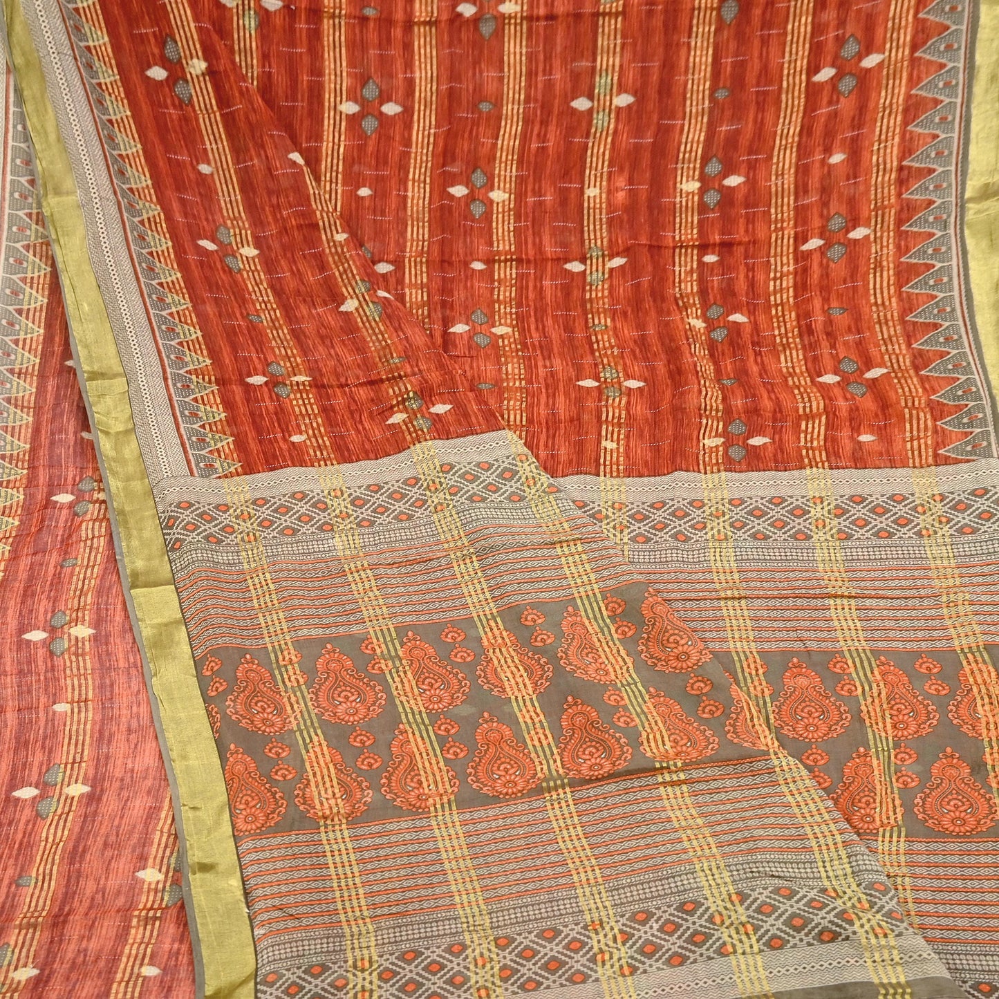 Indian Vintage Sari Printed Pure Cotton Saree Craft Fabric 5Yd Sewing Sarong Wrap Boho Floral Crafting Upcycle Quilting