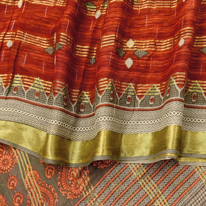 Indian Vintage Sari Printed Pure Cotton Saree Craft Fabric 5Yd Sewing Sarong Wrap Boho Floral Crafting Upcycle Quilting